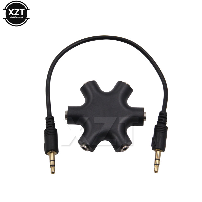 3.5mm Jack 6 Way Multi Port Hub Aux Headphone Splitter Useful Audio Cable Adapter Converter Earphone