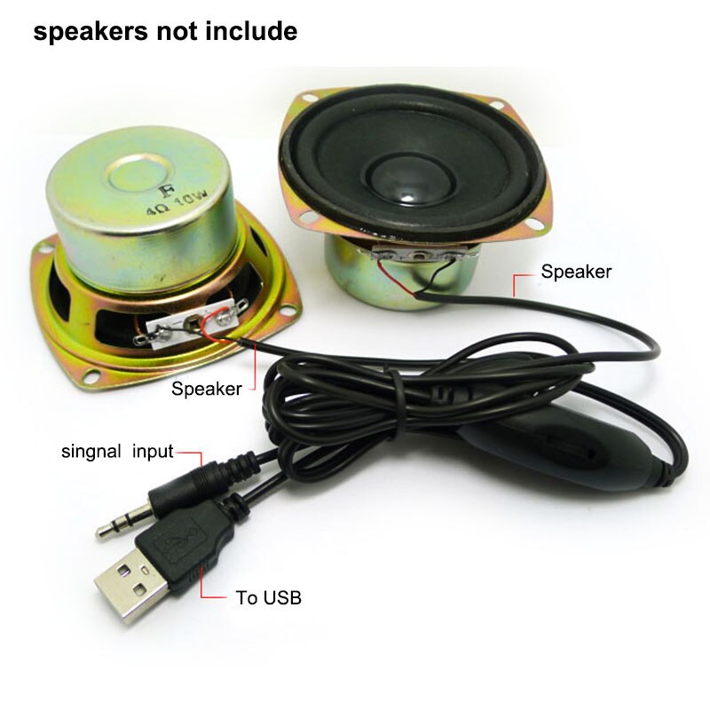 3.5mm USB Volume Control Audio Cable Amplifier Module Can Drive 2CH 3W-15W PC Speaker Audio