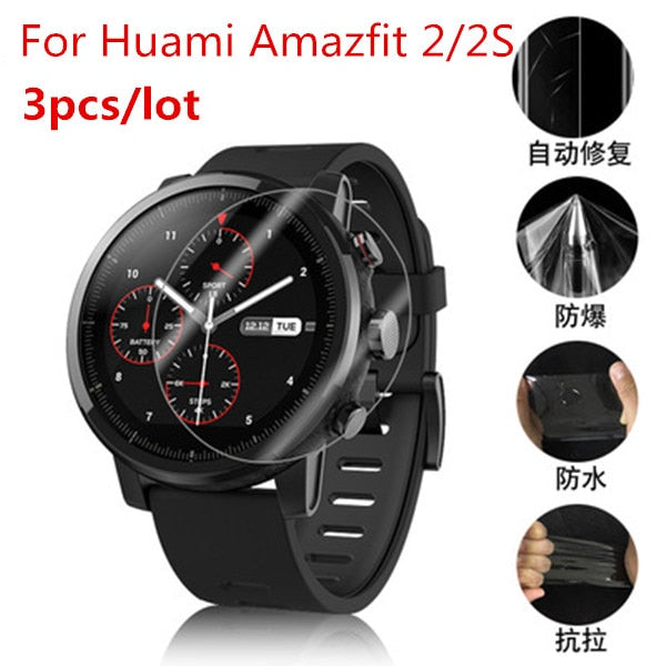 3pcs Soft TPU Full Screen Protector For Xiaomi Huami Amazfit Stratos Pace 2 2S Sport Smart Watch