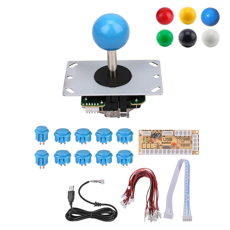 Arcade Joystick DIY Kits 4/8 Way 5Pin Cable Joystick Fighting Stick Push Buttons USB Board