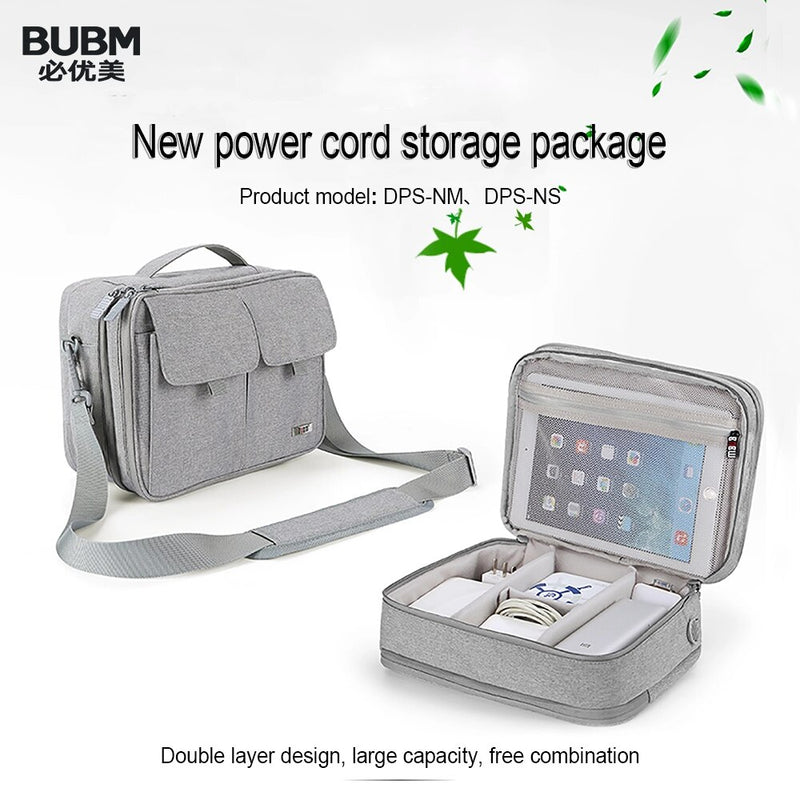 Double Layer Electronics Organizer Travel Cable Cord Shoulder Bag Electronics Accessorie Storage Bag