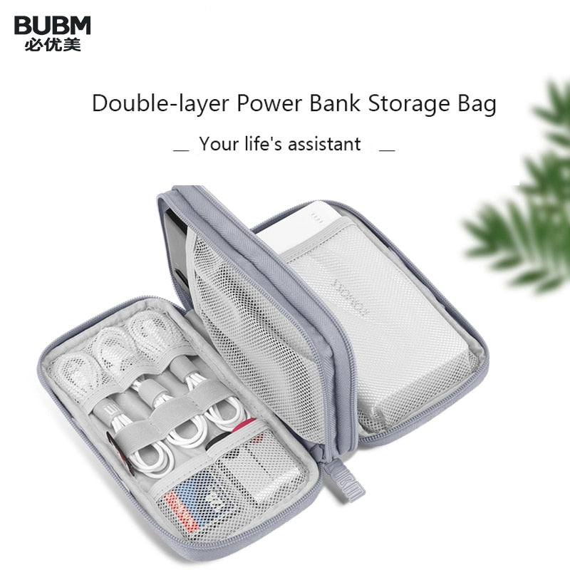 Portable Power Bank Bag, External Battery Carrying Pouch for Charger, USB Cable, HD and Earphones
