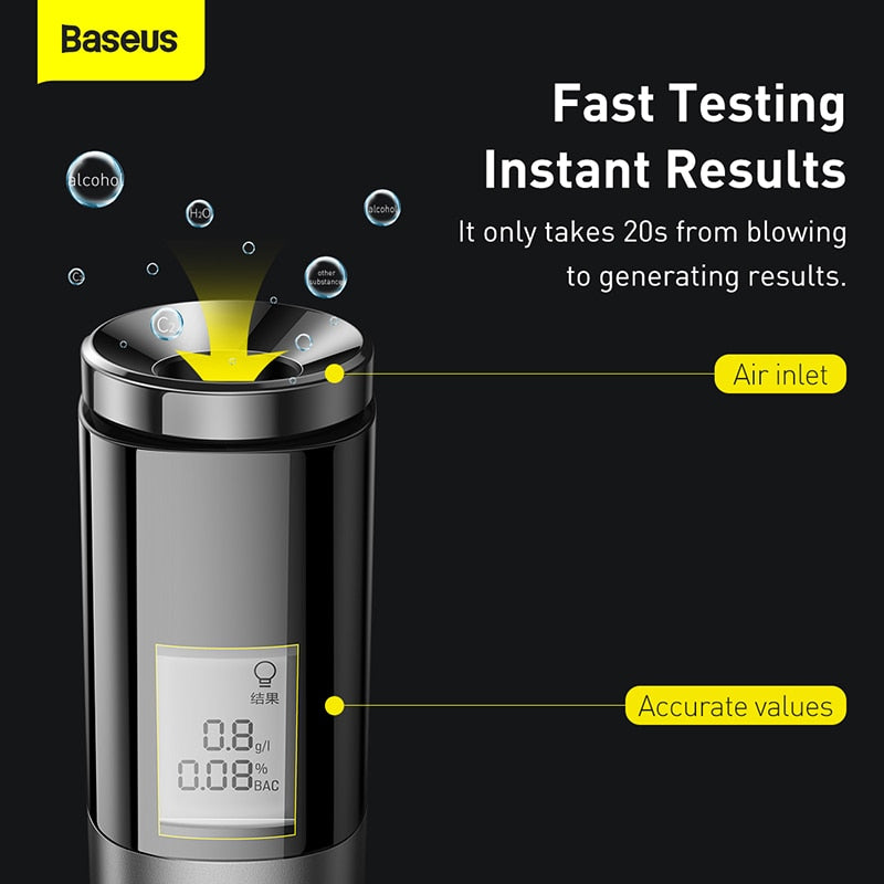 Automatic Alcohol Tester Professional Breath Tester LED Portable USB Rechargeable Breathalyzer