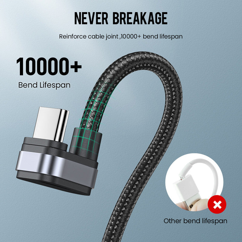 USB Type C Cable 2.4A 90 Degree Elbow Data Games C Type Fast Charging Cable Redmi Wire for Charging