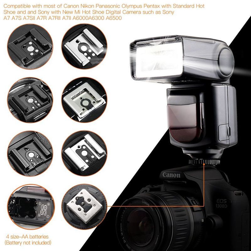 FOSITAN Universal Camera Speedlight Flash for Canon Nikon Panasonic Olympus Pentax and Sony Mi Hot