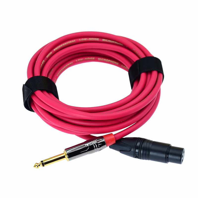 Female XLR to 1/4 Inch (6.35mm) TS Mono Jack Microphone Cable, Unbalanced 3 Pin to Quarter inch TS P