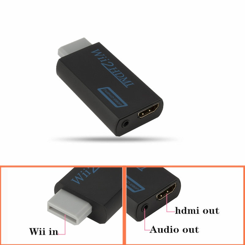 WII to HDMI Converter Full HD 1080P WII to HDMI Wii 2 HDMI Converter 3.5mm Audio for PC HDTV