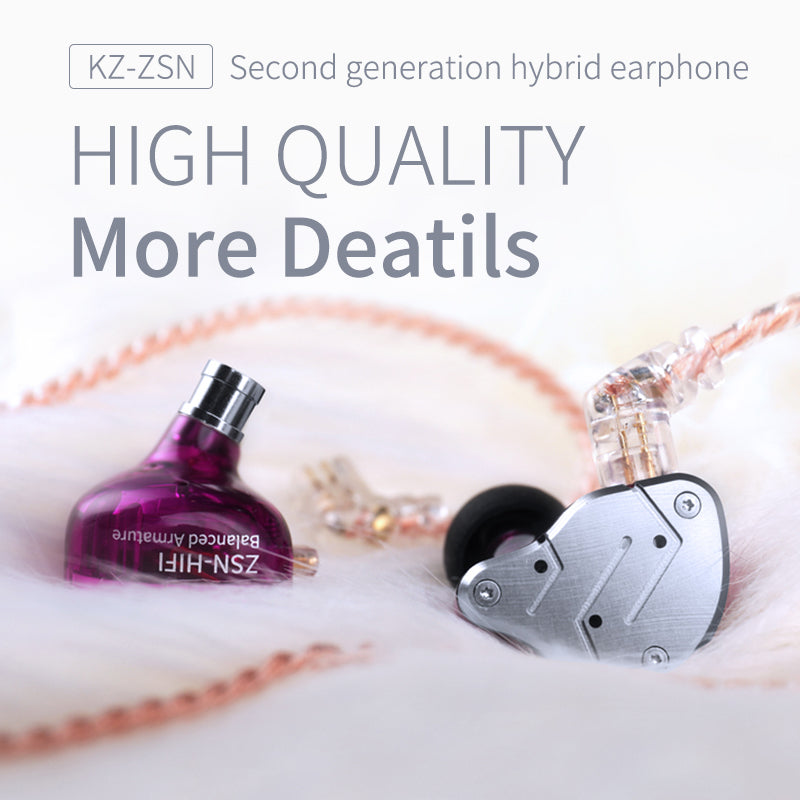 KZ ZSN Metal Headphones 1BA+1DD HIFI Bass Earbuds In Ear Monitor Earphones Noise Cancelling Headset