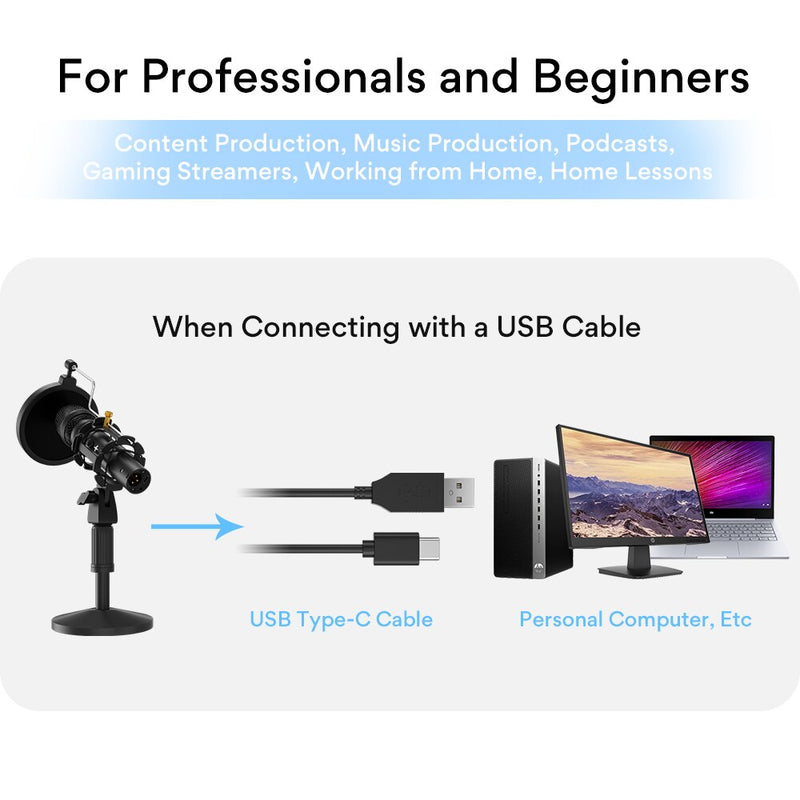 HD300 USB/XLR Microphone Professional Dynamic Podcast PC Mic for Studio Recording