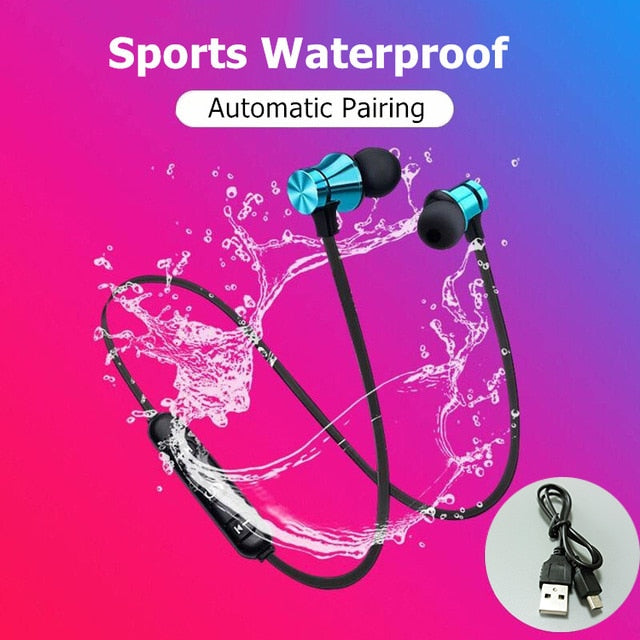 Magnetic Wireless Bluetooth Earphone Stereo Sports Waterproof Earbuds Wireless in-ear Headset with
