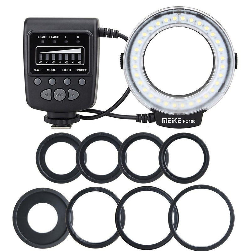 FC-100 FC100 Manual LED Macro Ring Flash Light with 7 Adapter Ring