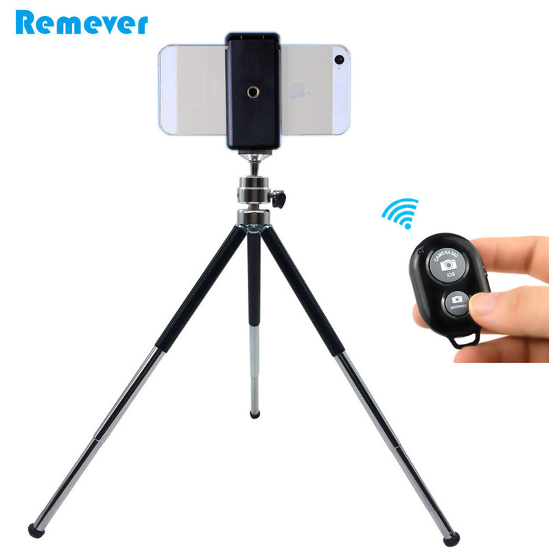 Metal Mini Tripod With Phone Holder Bluetooth Remote For Iphone Xiaomi Samsung Android Phones Tripod