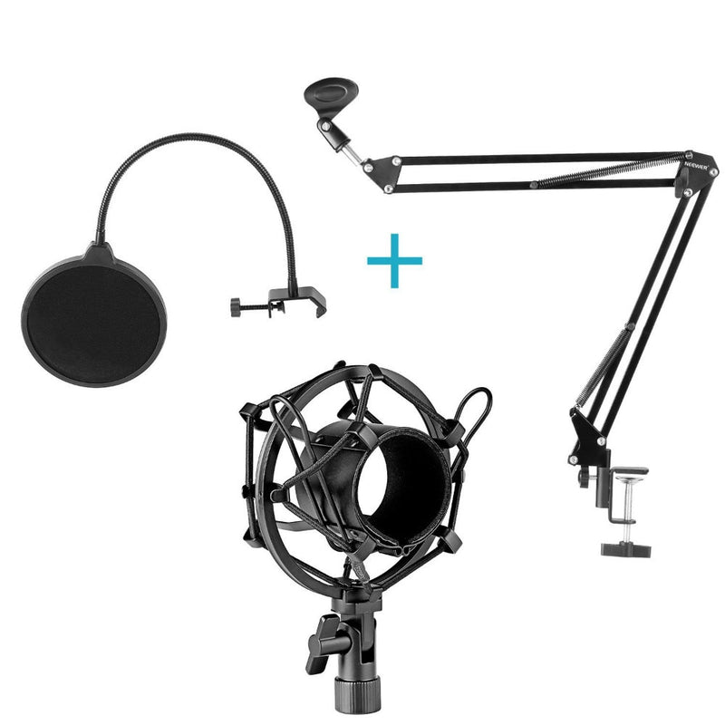 Neewer NB-35 Microphone Scissor Arm Stand Mic Clip Holder and Table Mounting Clamp&amp;NW Filter
