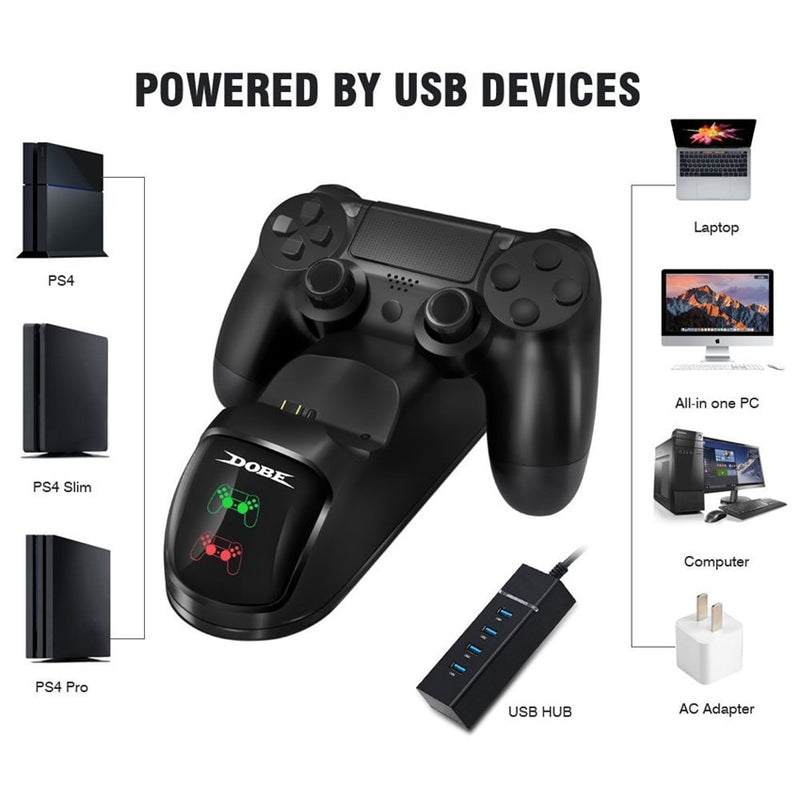 PS4 Controller Joypad Joystick Handle USB Charger Dual USB Fast Charging Dock Station for