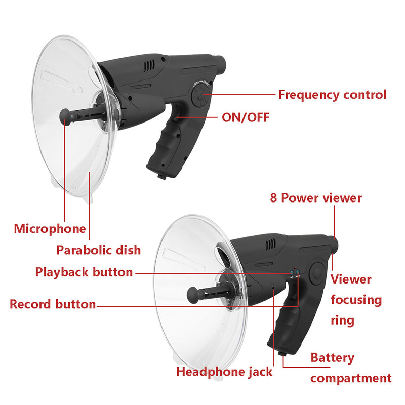 Remote Sound Collector/Telescope 8X Magnification Ear Recording Sound Amplifier Spy Device Observing