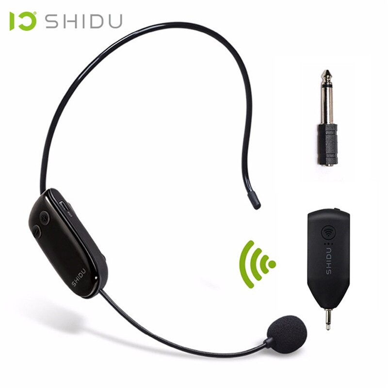 SHIDU UHF Wireless Head Headset Microphone 2 In 1 Handheld Portable MIC Voice Changer Amplifier