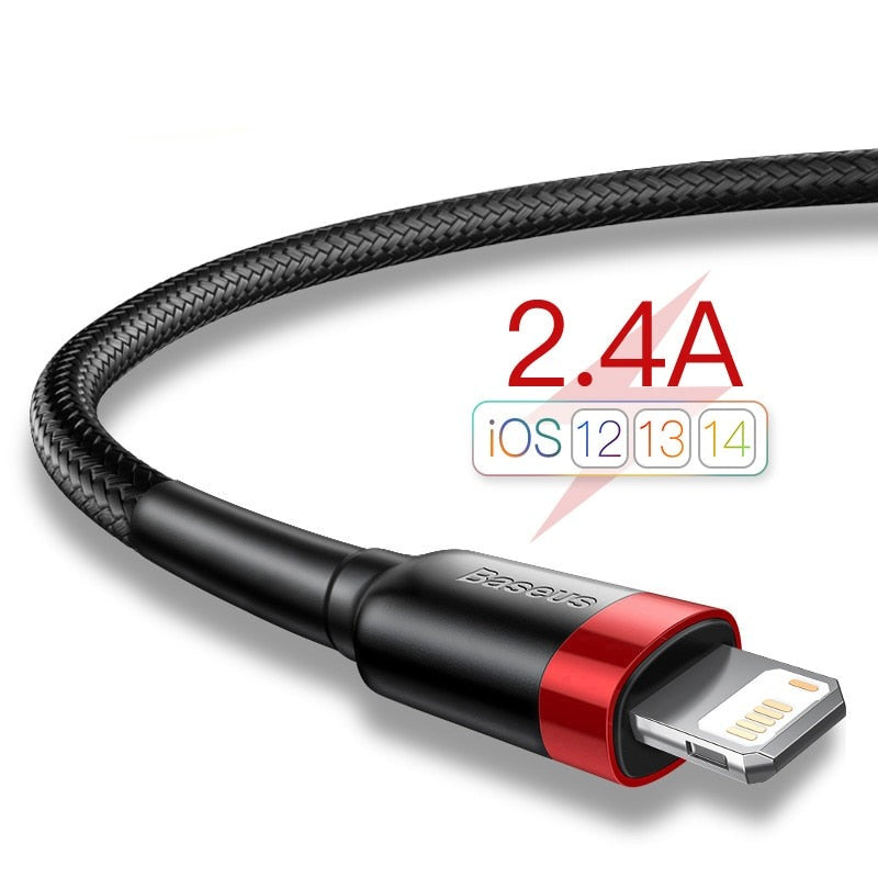 Baseus USB Cable for iPhone14 13 12 11 Pro Max Xs X 8 Plus Cable 2.4A Fast Charging Cable