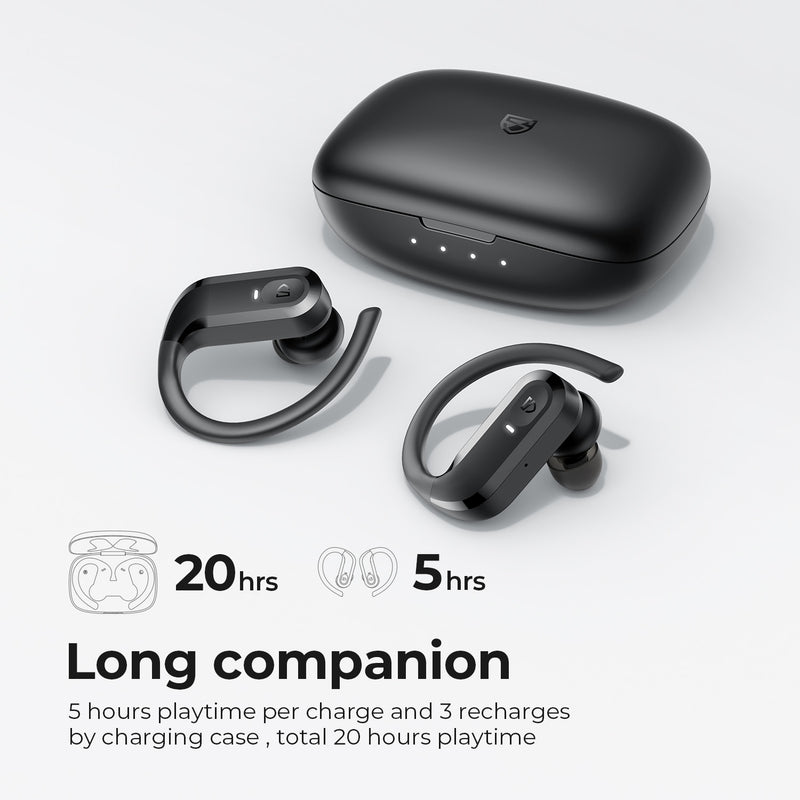 S5 True Wireless Earbuds Over-Ear Hooks Bluetooth Earphones 12mm Touch Control IPX7 Waterproof