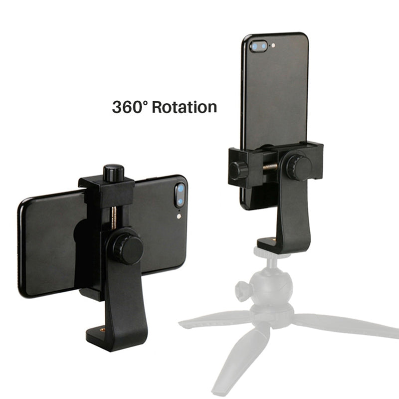 Universal Phone Tripod Mount Adapter Cellphone Clipper Stand Vertical 360 Degree Adjustable Holder