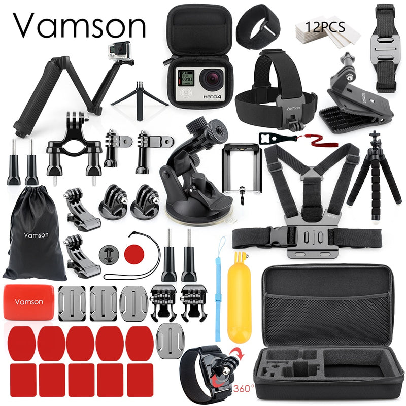 Vamson for Gopro Accessories Set for go pro hero 7 6 5 4 3 kit 3 way selfie stick for Eken h8r / for