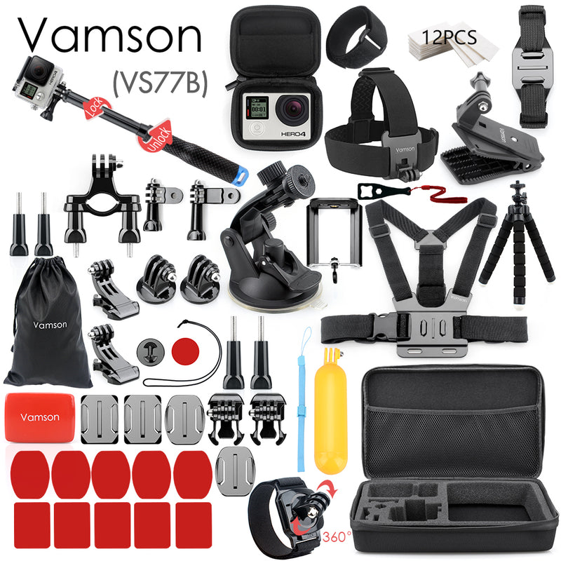Vamson for Gopro Accessories Set for go pro hero 7 6 5 4 3 kit 3 way selfie stick for Eken h8r / for