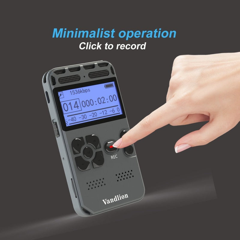 Vandlion Digital Voice Recorder Audio Recording Dictaphone MP3 LED Display Voice Activated 8GB