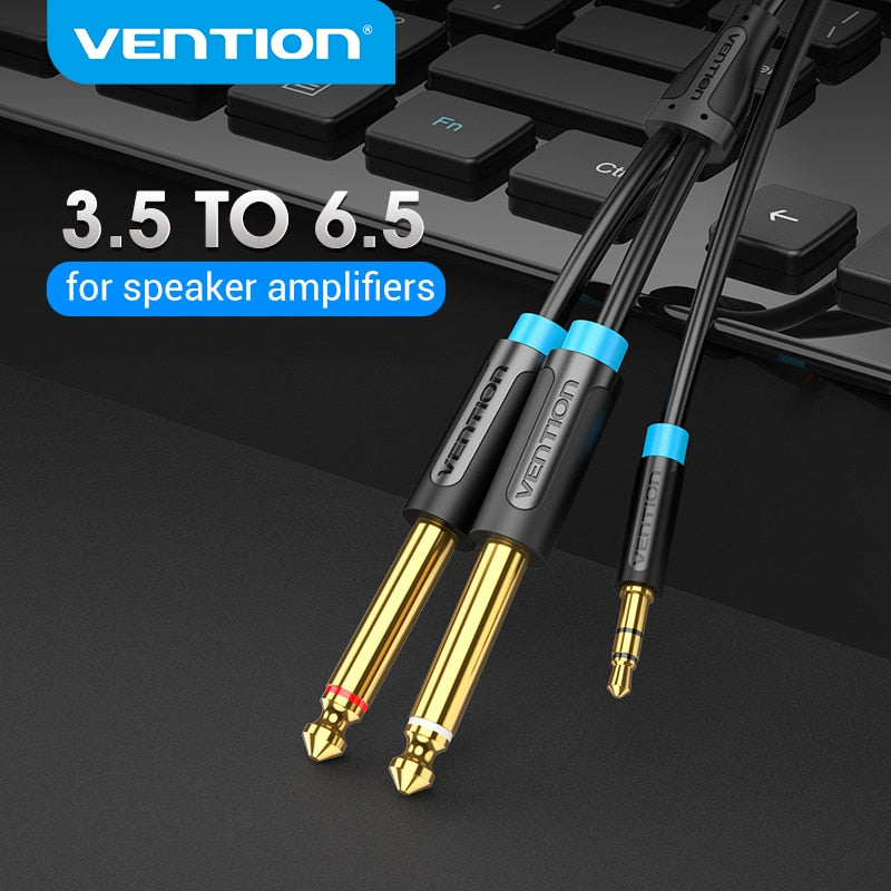 Audio Cable 3.5mm To Double 6.35mm Aux Cable Mono 6.5 To 3.5 Male