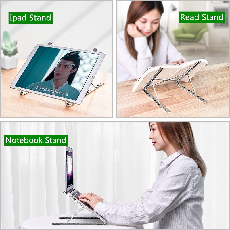Laptop Stand Rack X Style Adjustable Foldable Aluminum Alloy Office Desktop Notebook Holder Desk