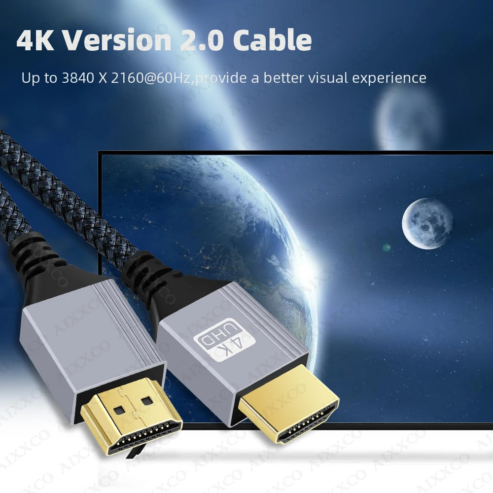 AIXXCO HDMI-Compatible Cable 2.0 for 4K 60Hz | High-Speed Digital Cord for PS5, Xbox, Laptops