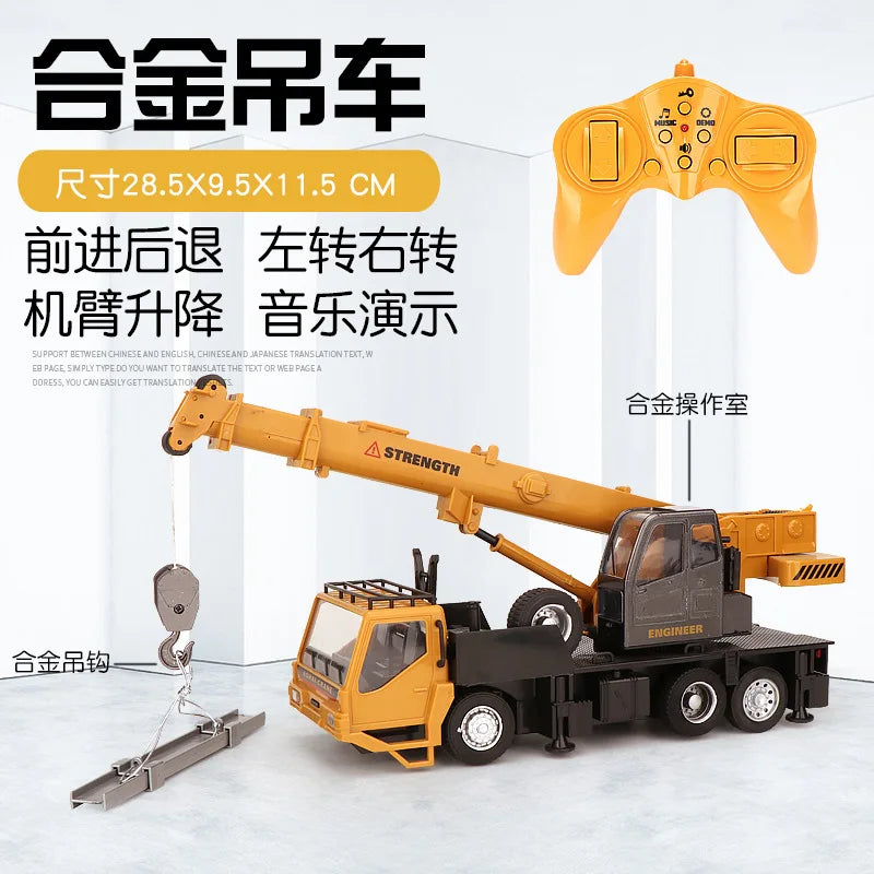 BGTOY 1:20 Remote Control Alloy Crane Truck, Robotic Arm Simulation Engineering Vehicle