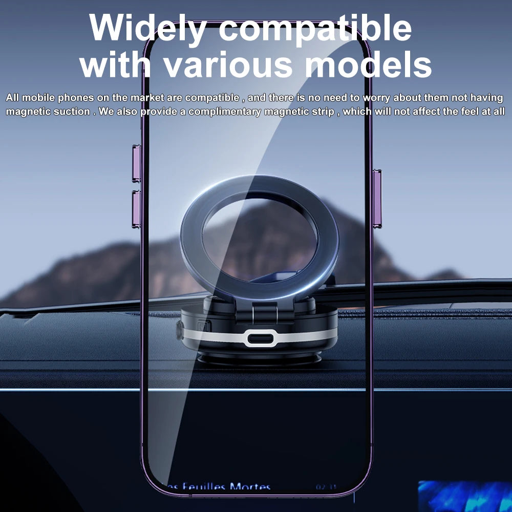 360° Rotatable Magnetic Car Phone Holder Vacuum Suction Adjustable Viewing Stand for Phones