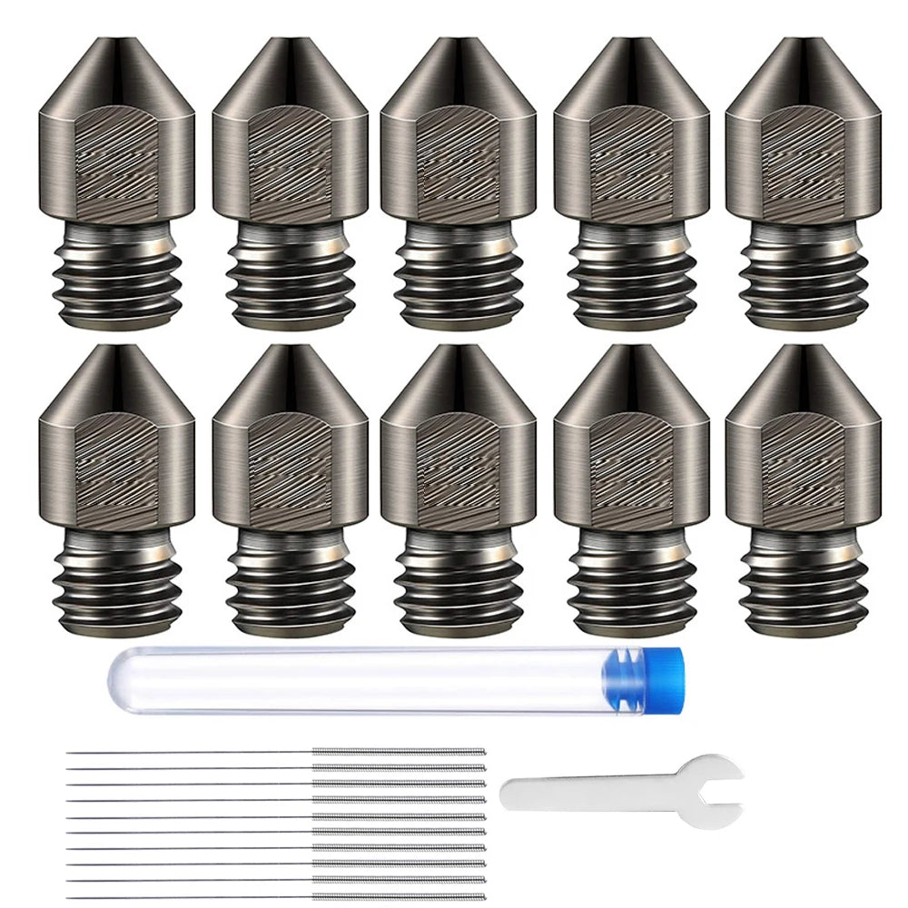 LIXIU 3D Printer Hardened Steel MK8 Nozzles – High-Durability Extruder Nozzle Set (5/10PCS)
