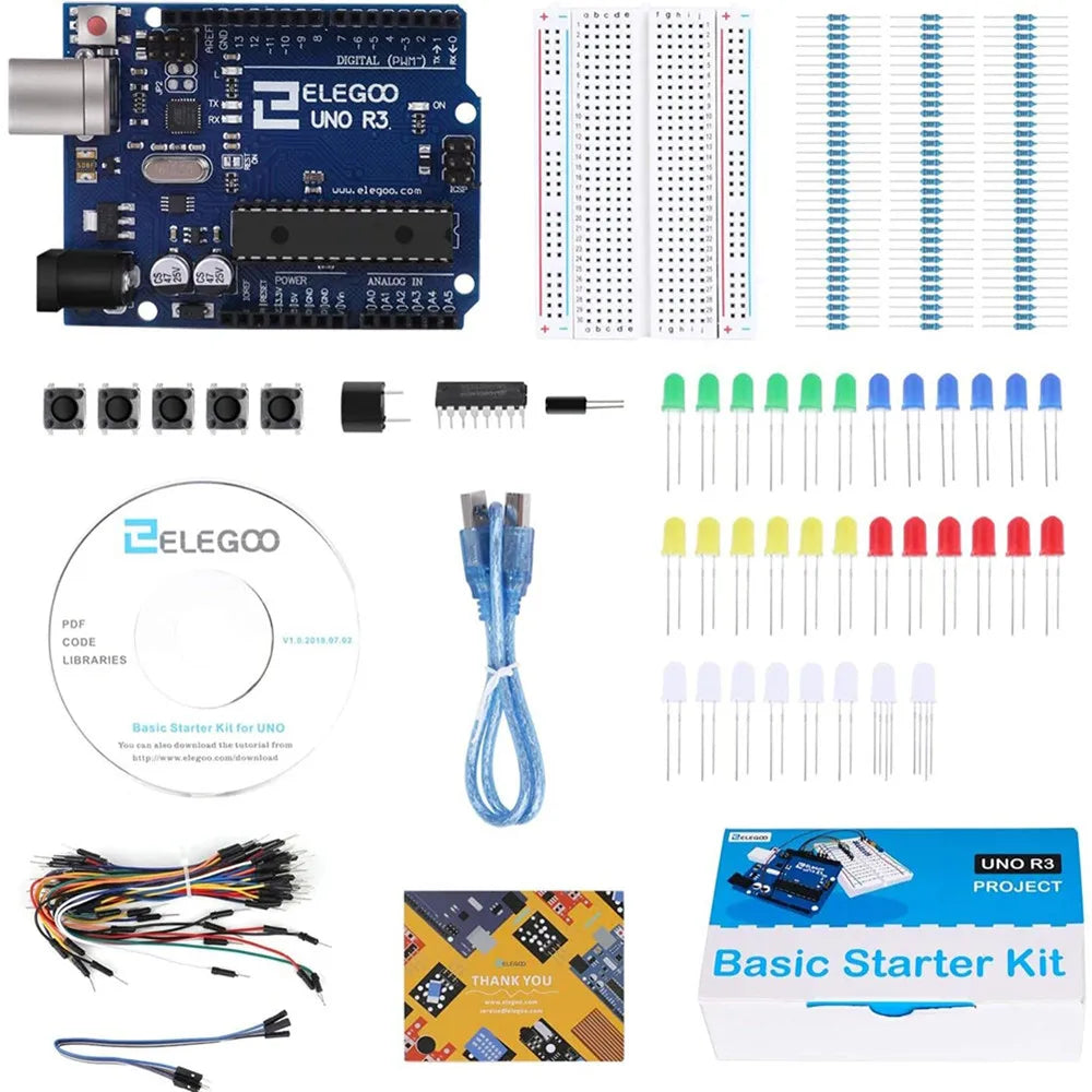 ELEGOO UNO R3 Basic Starter Kit – DIY Electronic Kit for Arduino Beginners | With Tutorial PDF