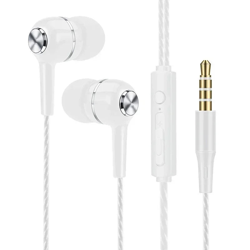 🎧 Wired 3.5mm Sport Earbuds with Mic & Bass | Stereo In-Ear Headphones with Volume Control