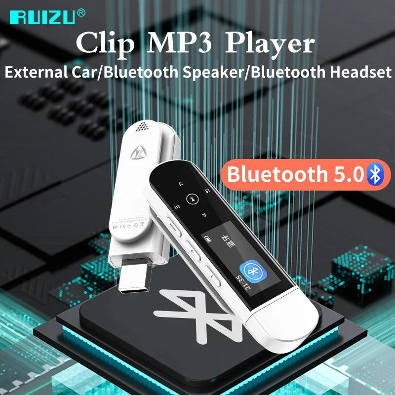 RUIZU X69 Bluetooth MP3 Player – Compact Clip-On Sports Music Player with FM & Pedometer