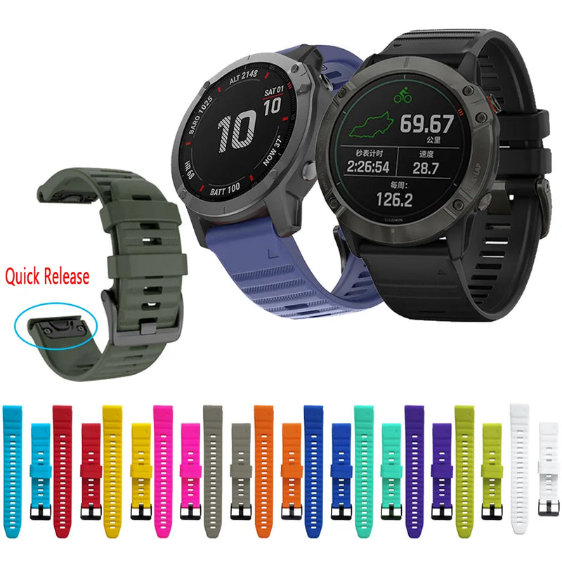 Watchband For Garmin Fenix 6 6X Pro 5 5S 5X Plus 3HR Fenix7 7X Silicone Quick Release Watch Strap