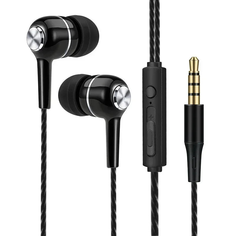 🎧 Wired 3.5mm Sport Earbuds with Mic & Bass | Stereo In-Ear Headphones with Volume Control