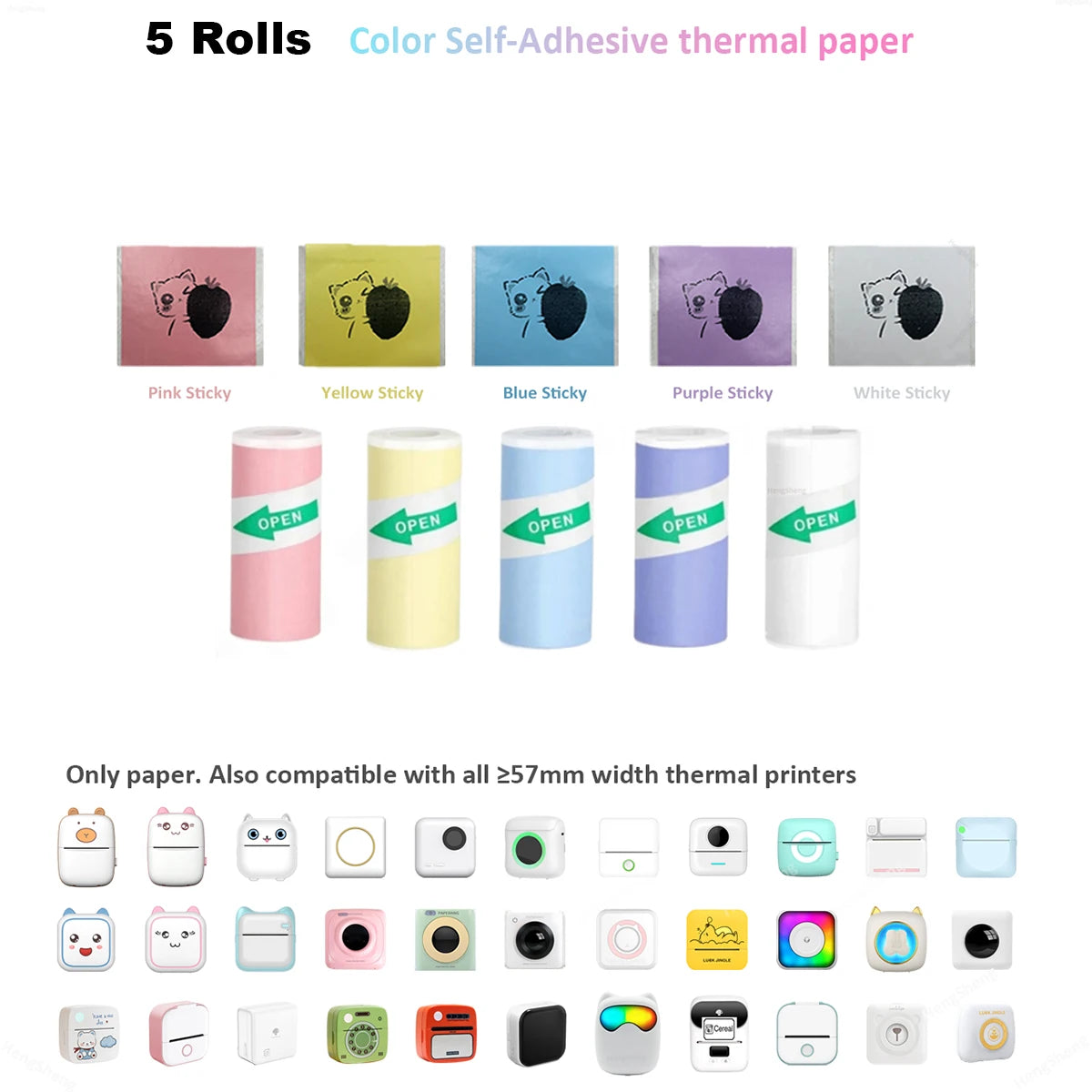 16 Rolls Self-Adhesive Thermal Printer Paper – 57x25mm for Mini Inkless Portable Printers