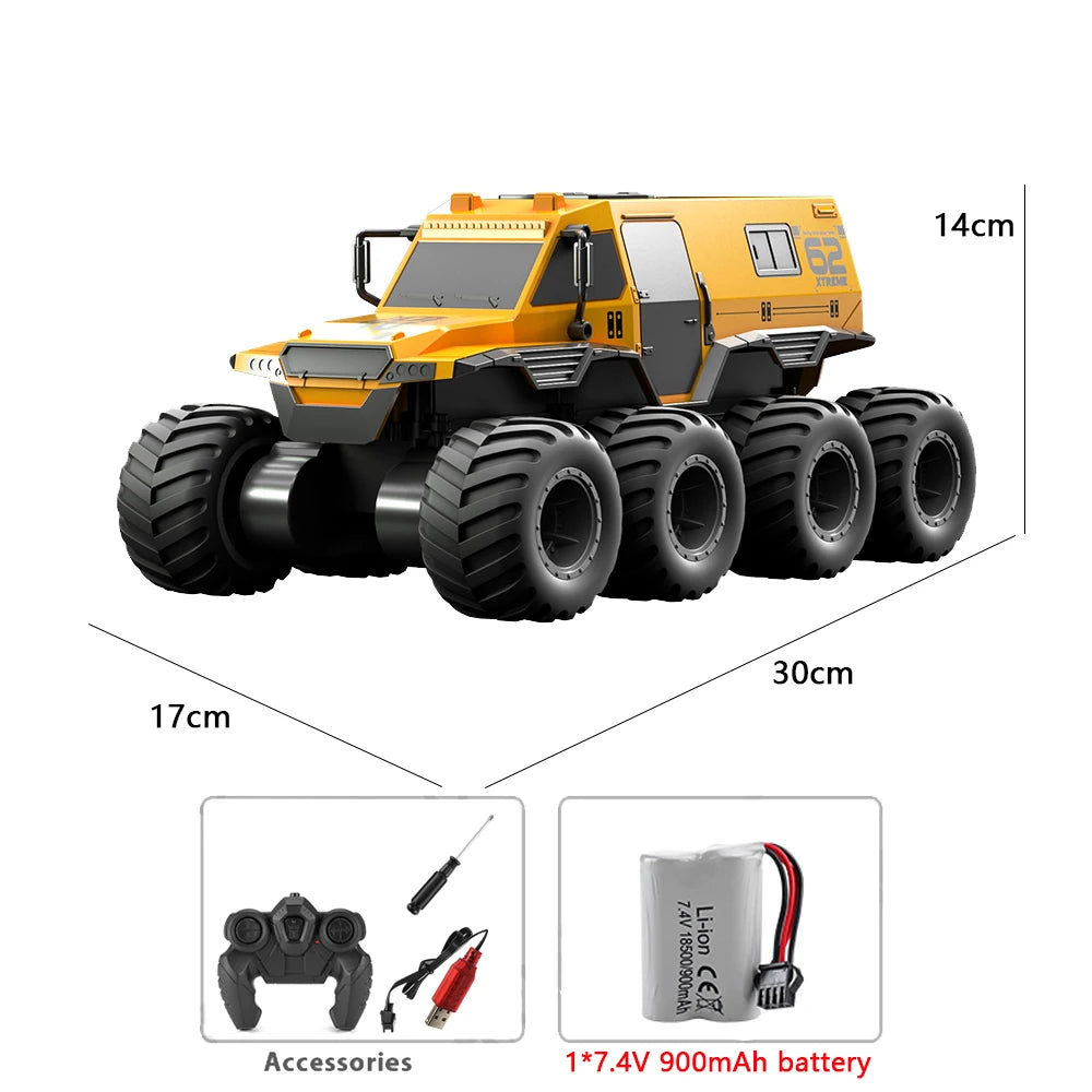 BGTOY Amphibious 8x8 RC Stunt Car – Off-Road & Water Crawler