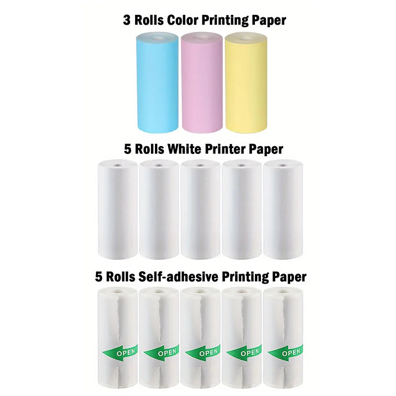 16 Rolls Self-Adhesive Thermal Printer Paper – 57x25mm for Mini Inkless Portable Printers