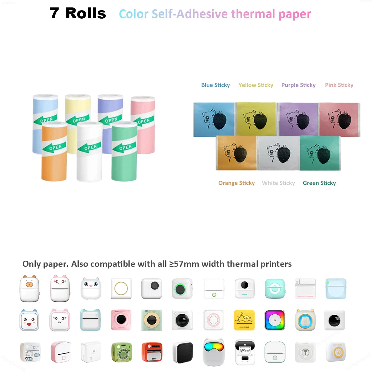 16 Rolls Self-Adhesive Thermal Printer Paper – 57x25mm for Mini Inkless Portable Printers