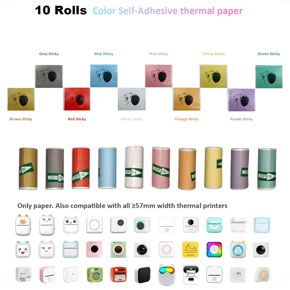 16 Rolls Self-Adhesive Thermal Printer Paper – 57x25mm for Mini Inkless Portable Printers