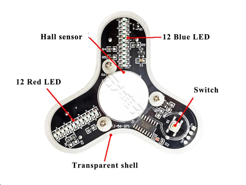LED Fidget Spinner Luminous Display Three Lobe Digital Gyro Electronic DIY Production Soldering Kit