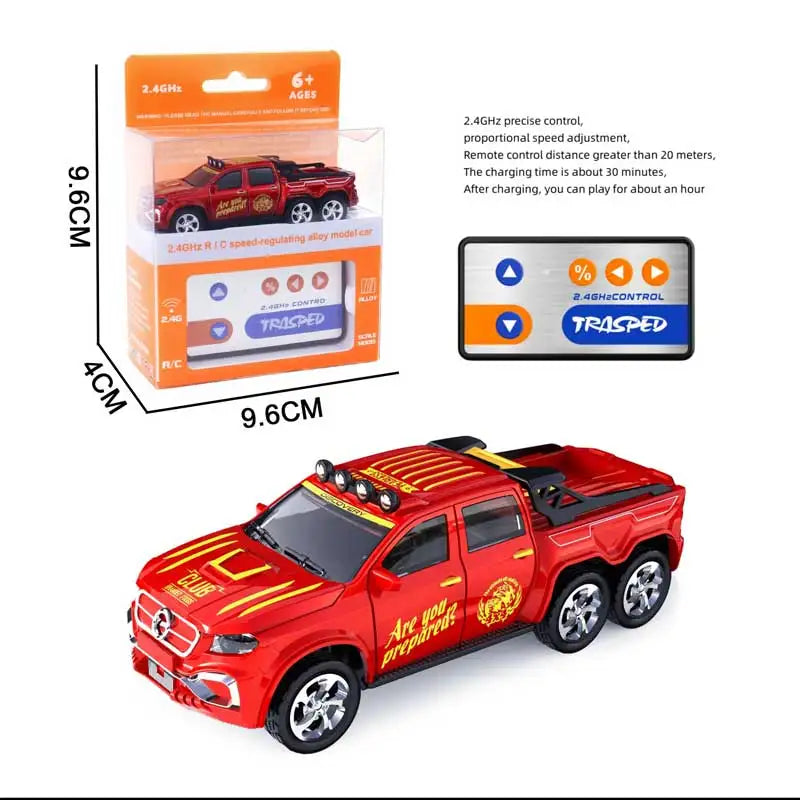 BGTOY 1:64 Mini RC Car – 2.4GHz Remote Control Toy with LED Lights & Alloy Shell