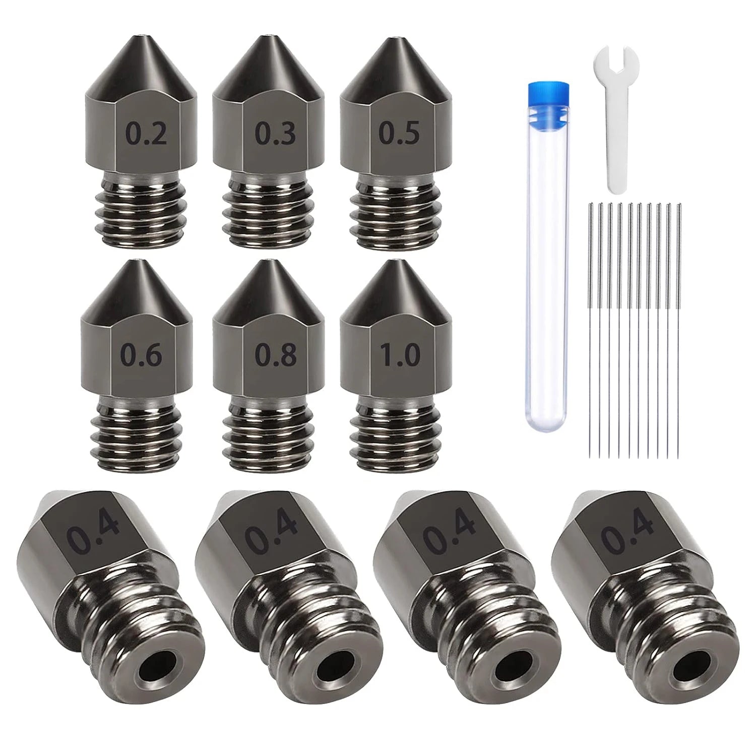 LIXIU 3D Printer Hardened Steel MK8 Nozzles – High-Durability Extruder Nozzle Set (5/10PCS)