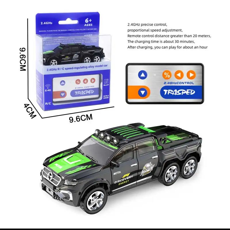 BGTOY 1:64 Mini RC Car – 2.4GHz Remote Control Toy with LED Lights & Alloy Shell