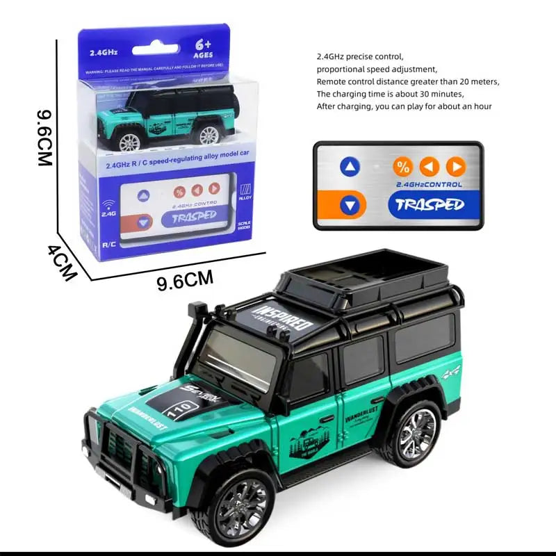 BGTOY 1:64 Mini RC Car – 2.4GHz Remote Control Toy with LED Lights & Alloy Shell