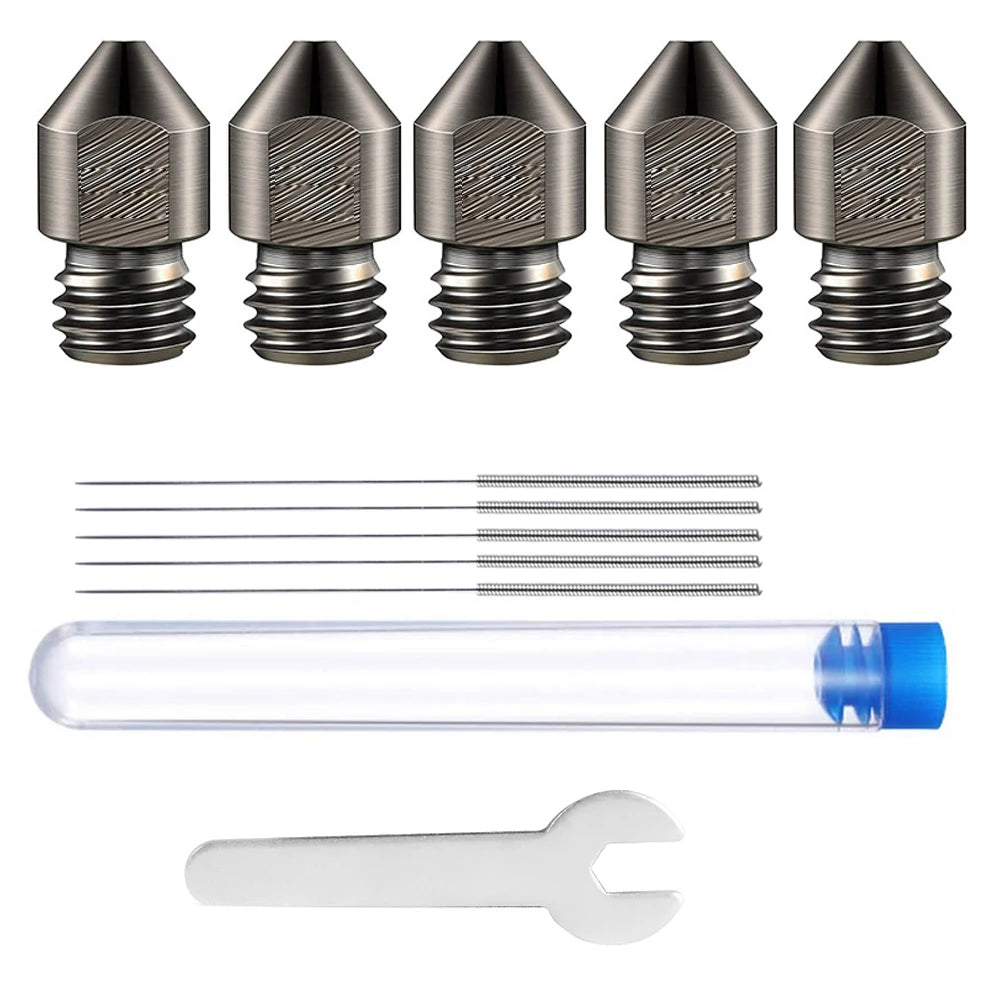LIXIU 3D Printer Hardened Steel MK8 Nozzles – High-Durability Extruder Nozzle Set (5/10PCS)