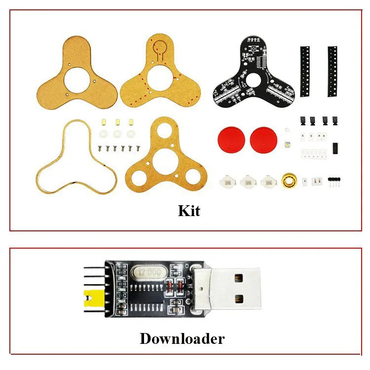 LED Fidget Spinner Luminous Display Three Lobe Digital Gyro Electronic DIY Production Soldering Kit