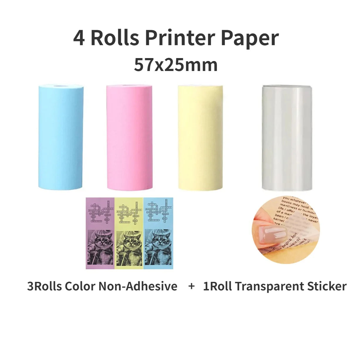16 Rolls Self-Adhesive Thermal Printer Paper – 57x25mm for Mini Inkless Portable Printers